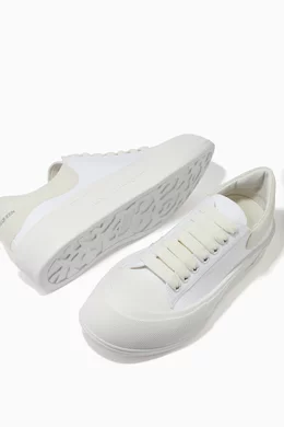 Buy Alexander McQueen White Deck Lace Up Plimsolls in Canvas For Men Online Ounass Bahrain
