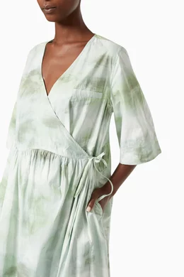 dark green pakistani party dresses Ganni Stripped Collar Long Dress – BLU'S main image 0