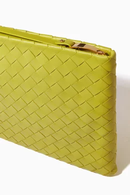 Buy Bottega Veneta Yellow Large Pouch in Intrecciato Nappa For Women Online Ounass Bahrain