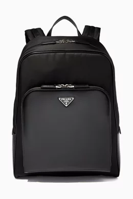 Buy Prada Black Triangle Logo Backpack in Re Nylon Leather For Men Online Ounass Bahrain