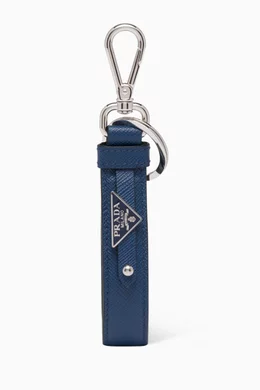 Buy Prada Blue Triangle Logo Keychain in Saffiano Leather For Men Online Ounass Bahrain