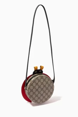 Buy Gucci Red Ladybug Crossbody Bag in GG Supreme Canvas Leather For Girls Online Ounass Bahrain