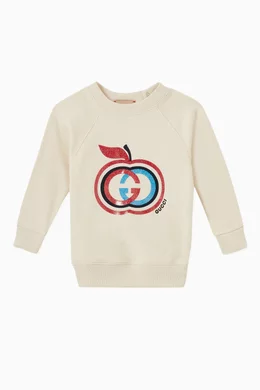 Buy Gucci White Interlocking G Apple Baby Sweatshirt in Cotton For Baby Girls Online Ounass Bahrain
