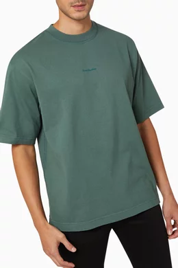 Buy Acne Studios Green Extorr Stamp T-shirt in Cotton Jersey For