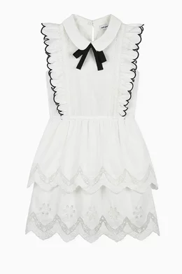 Buy Self Portrait White Ruffle Mini Dress in Poplin For Girls Online Ounass Bahrain