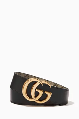 Buy Gucci Brown GG Marmont Reversible Belt in GG Supreme Canvas Leather For Women Online Ounass Bahrain