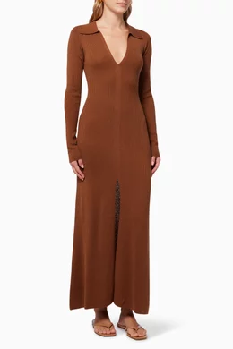 Buy Bec + Bridge Brown Freya Maxi Dress in Wool-blend Knit For Women Online  | Ounass Bahrain