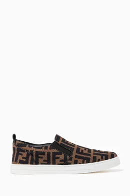 Buy Fendi Black FF Monogram Shoes in Cotton For UNISEX Online Ounass Bahrain