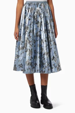 Buy RED Valentino Blue Pleated Midi Skirt in Satin For Women Online Ounass Bahrain