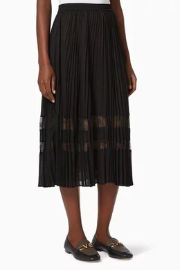 Buy Michael Kors Black Lace Insert Midi Skirt in Pleated Chiffon For Women Online Ounass Bahrain