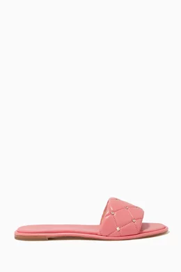 Buy Michael Kors Red Rina Studded Slides in Quilted Leather For Women Online Ounass Bahrain