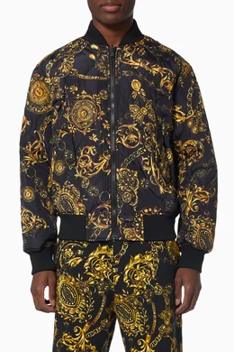 Buy Versace Jeans Couture Black Reversible Baroque Print Bomber Jacket For Men Online Ounass Bahrain