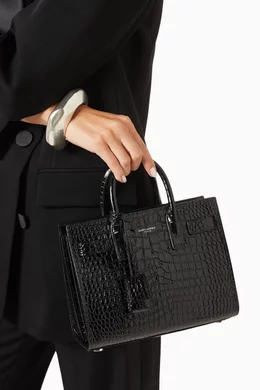 Buy SAINT LAURENT Black Nano Classic Sac de Jour in Croc embossed Shiny Leather For Women Online Ounass Bahrain