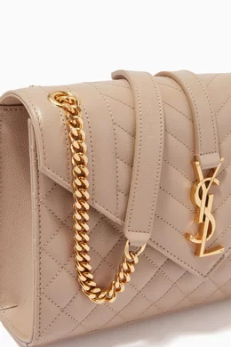 Buy SAINT LAURENT Neutral Medium Envelope Shoulder Bag in Mix Matelasse Grain de Poudre Embossed Leather For Women Online Ounass Bahrain