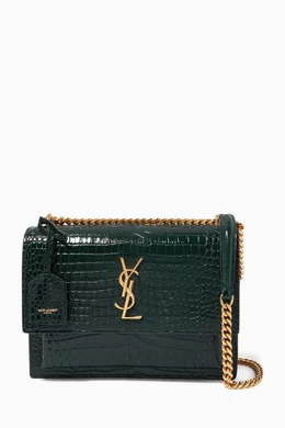 Ysl Crossbody Bag Sunset Medium In Crocodile Embossed Shiny