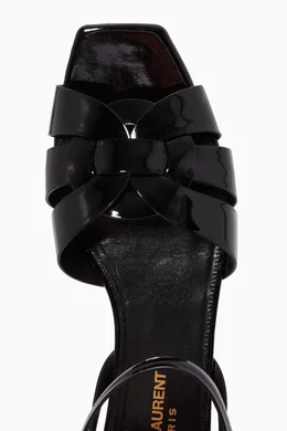 Buy SAINT LAURENT Black Tribute Flat Sandals in Patent Leather For Women Online Ounass Bahrain