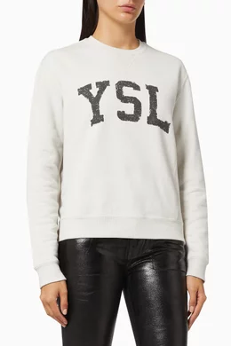 Buy SAINT LAURENT White YSL Vintage Sweatshirt in Cotton For Women Online Ounass Bahrain