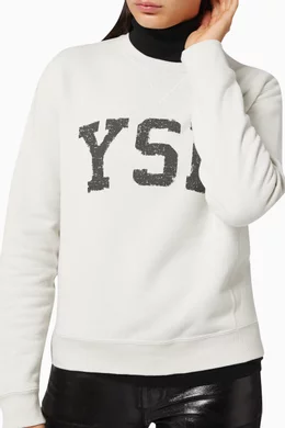Buy SAINT LAURENT White YSL Vintage Sweatshirt in Cotton For Women Online Ounass Bahrain