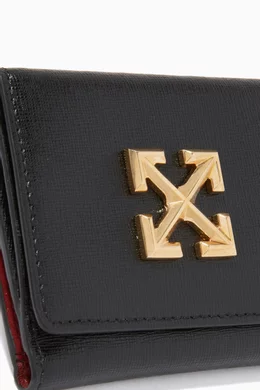 Buy Off-White Black Jitney Flap Wallet in Leather For Women Online