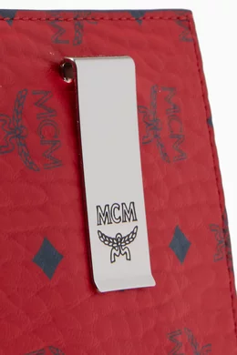 Buy MCM Red Mini Money Clip Card Case in Visetos Original For Men Online Ounass Bahrain