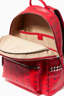 Buy MCM Red Stark Side Studs Backpack in Visetos 40cm 15.7 For Men Online Ounass Bahrain