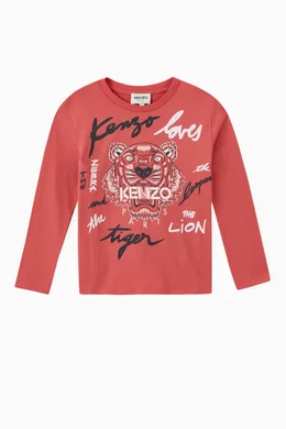 Buy KENZO KIDS Pink Kenzo Loves Tiger Print T shirt in Organic Cotton Jersey For Girls Online Ounass Bahrain