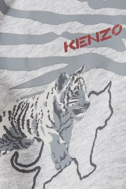 Buy KENZO KIDS Grey Lion Tiger Print Sweatpants in Brushed