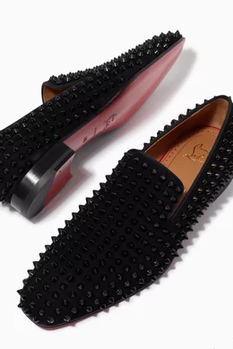 Buy Christian Louboutin Black Dandelion Spikes Loafers in Suede For Men Online Ounass Bahrain