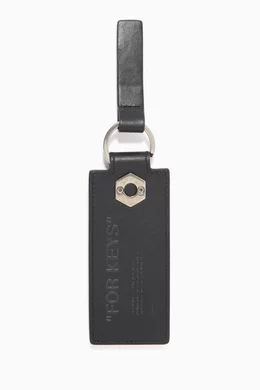 Off white leather keychain top