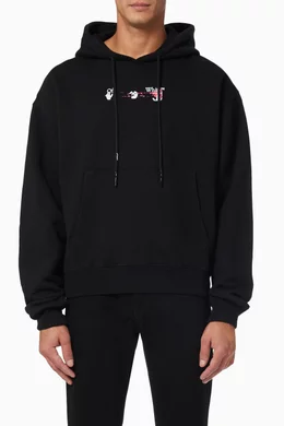 Buy Off-White Black Acrylic Arrows Oversized Hoodie in Cotton