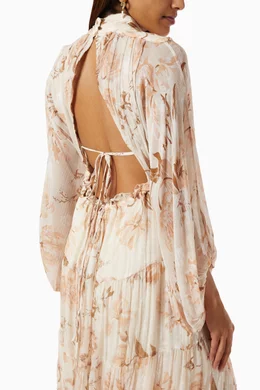 Zimmermann prima floating cut out dress peach cream floral discount