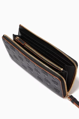 Buy MCM Black Large Klara Zip Around Wallet in Monogram Leather For Women Online Ounass Bahrain