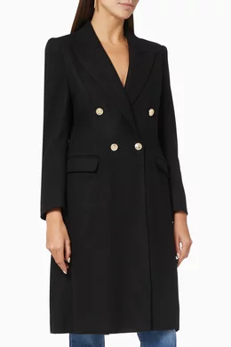 Buy Marella Black Nono Double breasted Coat in Wool For Women Online Ounass Bahrain