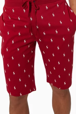 Buy Polo Ralph Lauren Red All over Pony Slim Fit Sleep Shorts in Liquid Cotton For Men Online Ounass Bahrain