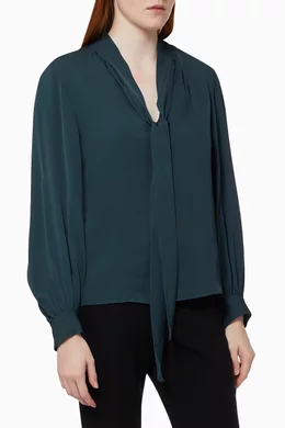 Buy Theory Blue Blouson Sleeve Top in Silk For Women Online Ounass Bahrain