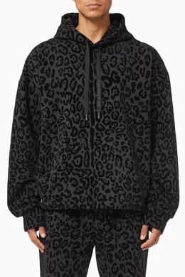 Buy Dolce & Gabbana Grey Leopard Print Hoodie in Jersey For Men 