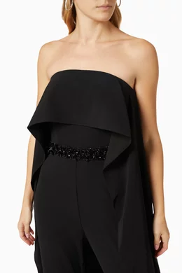 Buy Badgley Mischka Black Strapless Jumpsuit in Crepe For Women Online Ounass Bahrain