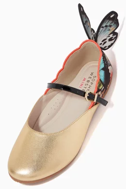 Buy Sophia Webster Gold Chiara Mini Flats in Metallic Nappa For Girls Online Ounass Bahrain