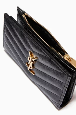 Saint laurent grain leather zip coin card wallet cheap