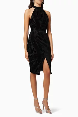 Lavish alice halter neck midi dress clearance