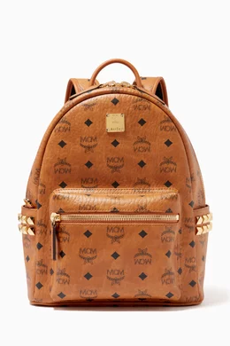 Buy MCM Brown Stark Side Studs Backpack in Visetos 32cm 12.5 For UNISEX Online Ounass Bahrain