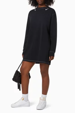 Buy Nike Black Sportswear Swoosh Sweatshirt Dress in French Terry For Women Online Ounass Bahrain