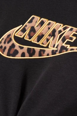 Buy Nike Black Sportswear Animal Print Swoosh Hoodie in Fleece For Women Online Ounass Bahrain