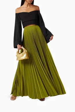 Buy Solace London Green The Henley Skirt in Crepe For Women Online