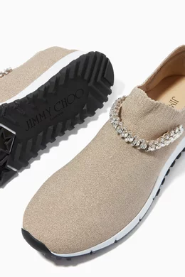Buy Jimmy Choo Pink Verona Sneakers with Crystals in Knit For