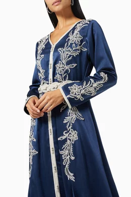 Buy Eleganza La Mode Blue Moroccan Style Dress in Silk For Women Online Ounass Bahrain