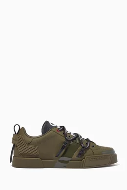 Buy Dolce Gabbana Green Portofino Sneakers in Leather For Men Online Ounass Bahrain