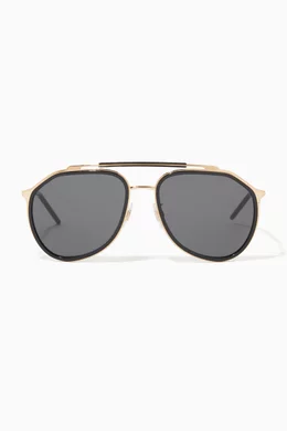 Buy Dolce Gabbana Gold Aviator Sunglasses in Acetate Metal For Men Online Ounass Bahrain