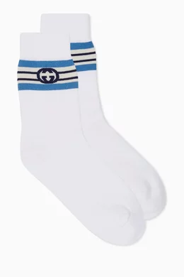 Buy Gucci White Interlocking G Socks in Stretch Cotton For Men Online Ounass Bahrain