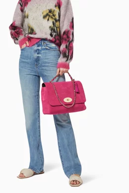 Buy Mulberry Pink Large Lily Top Handle Bag in Suede For Women Online Ounass Bahrain